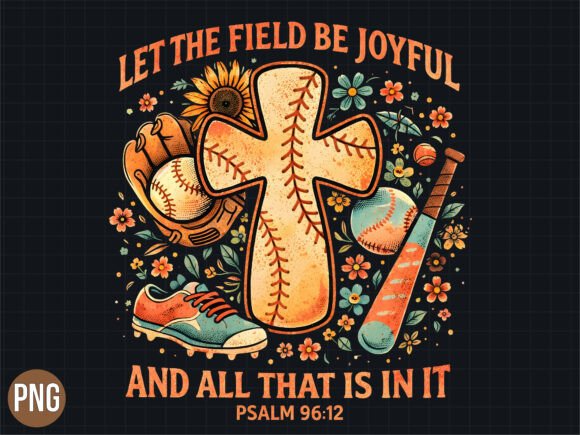 Christian Baseball Cross Psalm 96 PNG for T-Shirt Designs