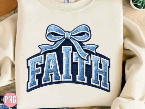 Faith Blue Varsity Bow Christian PNG for T-Shirt Designs