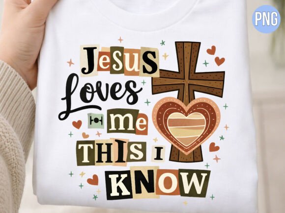 Jesus Loves Me Cross Heart PNG for T-Shirt Designs
