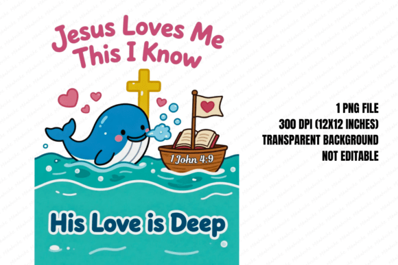 Jesus Loves Me Whale PNG Freebies