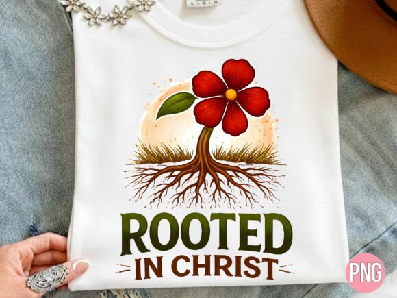 Rooted in Christian Tree Flower PNG T-Shirt Designs