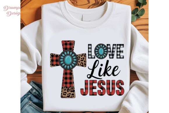 Rustic Cross Love Jesus PNG Clipart for T-Shirt Designs